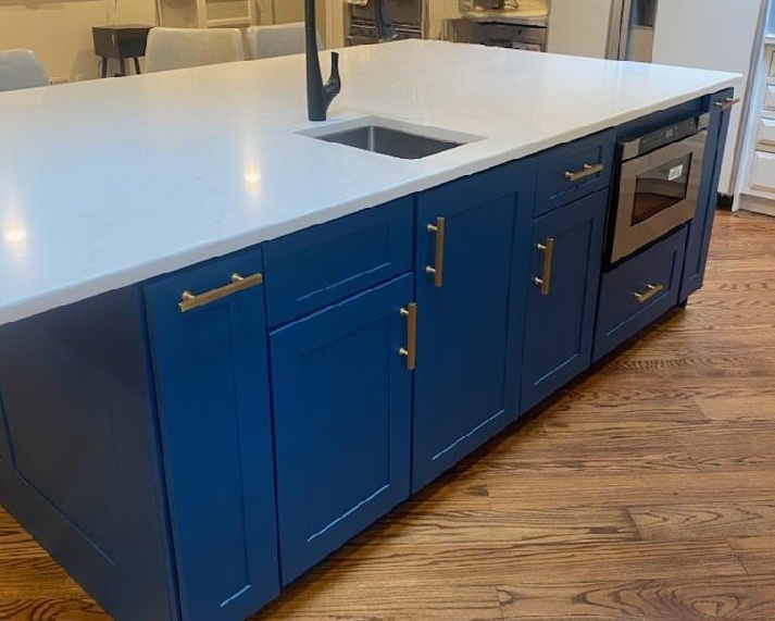 Finished remodeled kitchen island in basking ridge