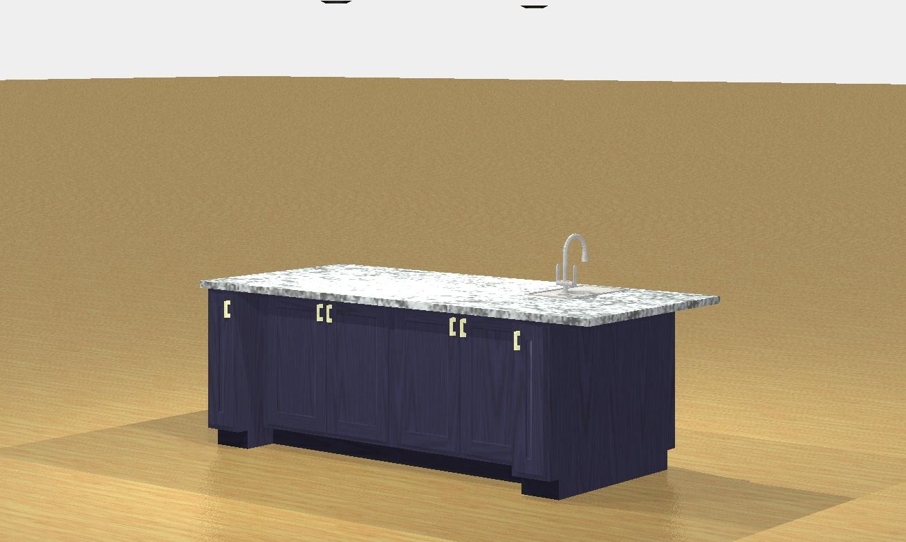 3D design of new kitchen island remodeled in basking ridge