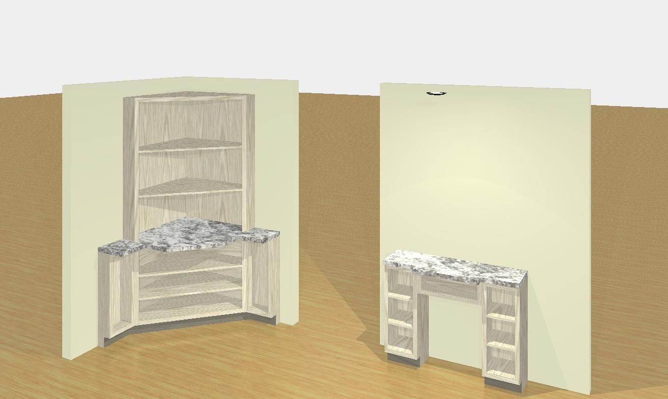 Design of new corner cabinet and coffee bar in basking ridge