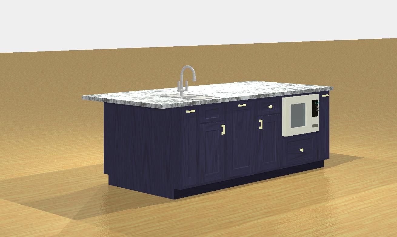 3D design of kitchen island during remodeling process in basking ridge