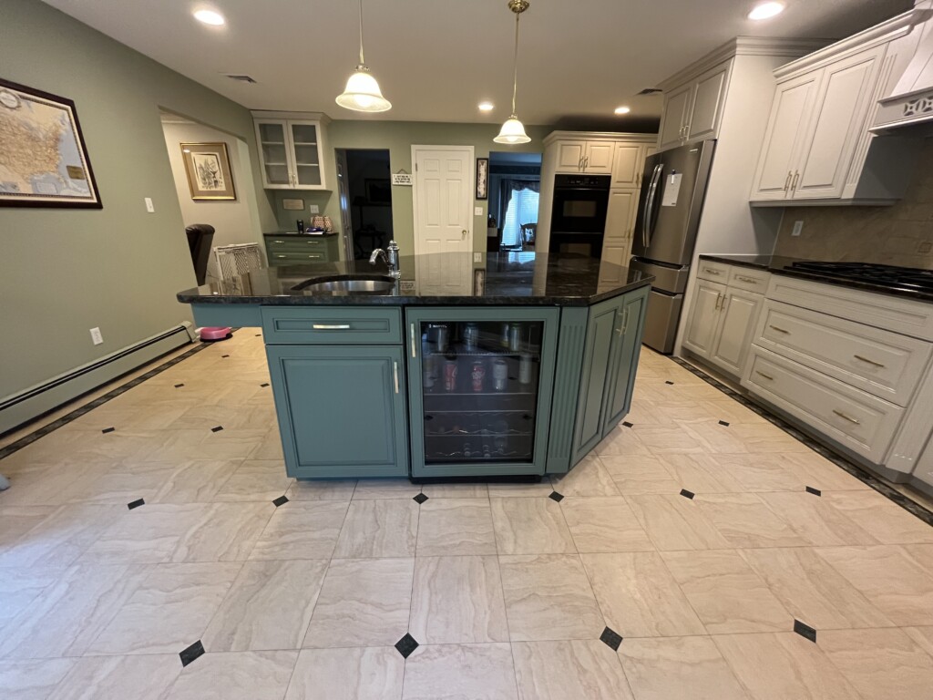 cabinet painting island green cabinets white