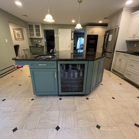 cabinet painting island green cabinets white