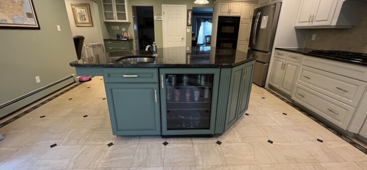 cabinet painting island green cabinets white