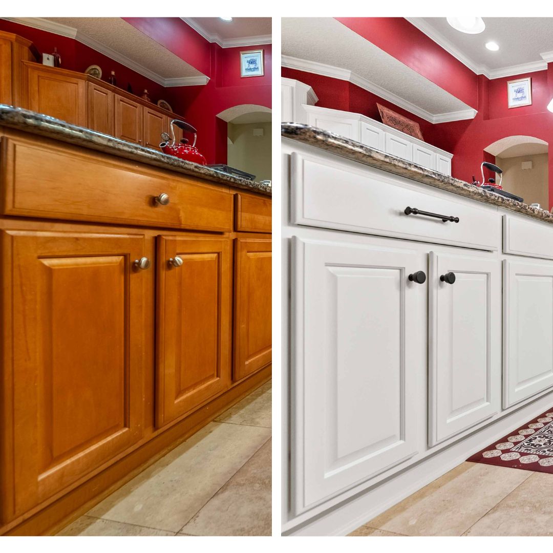 before and after cabinet painting in Horsham, PA from N-Hance Wood Refinishing of Horsham 
