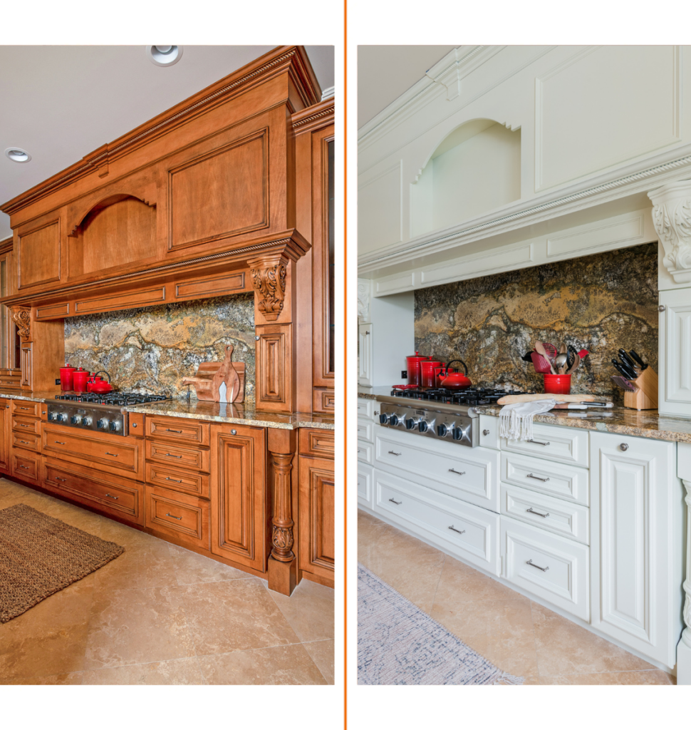 before and after cabinet painting