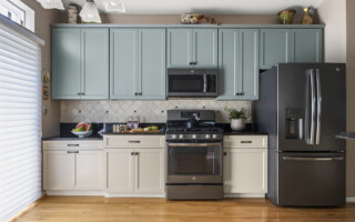 two-tone kitchen cabinet painting in meridian