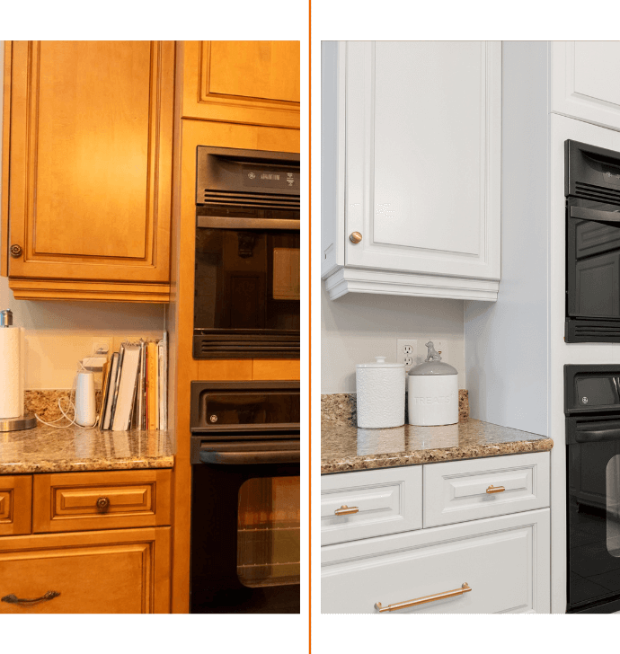 before and after cabinet refinishing in seneca, sc