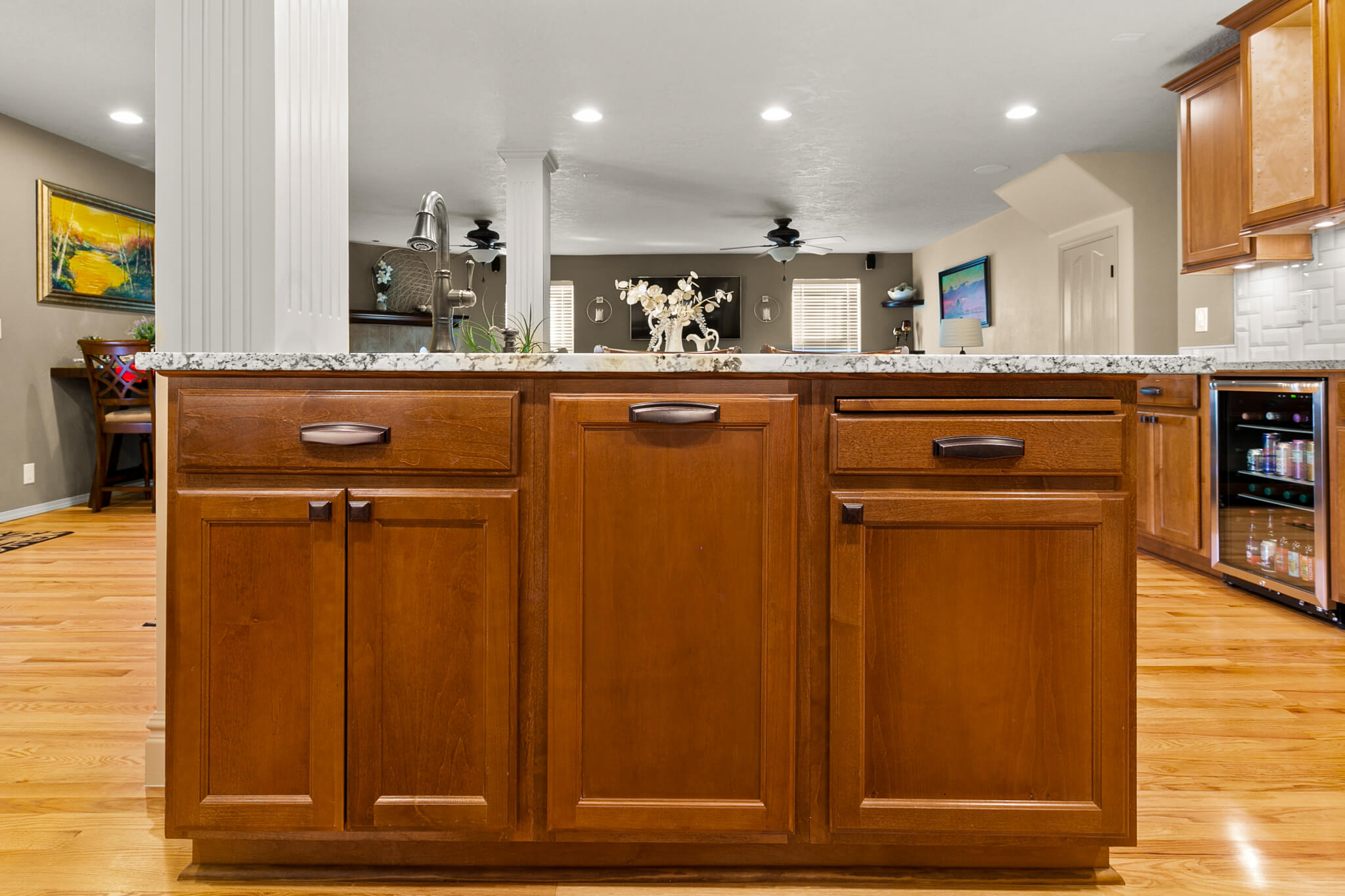 kitchen island after cabinet refinishing in pembroke