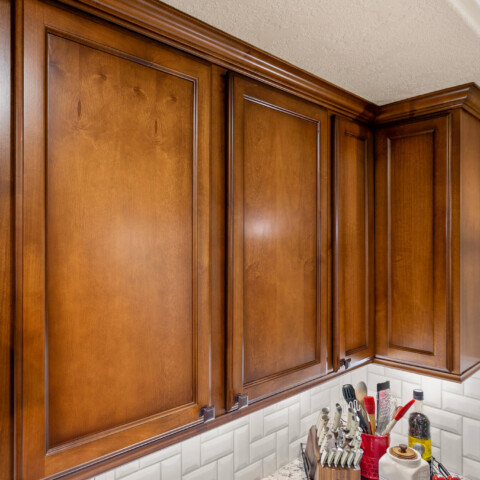 Raw Umber Small 16 corner cabinets after cabinet refinishing