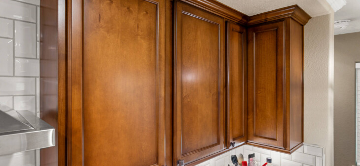 Raw Umber Small 16 corner cabinets after cabinet refinishing