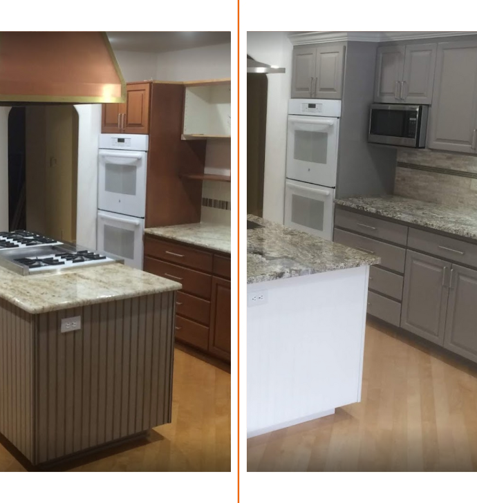 before and after kitchen cabinet painting in nampa, id