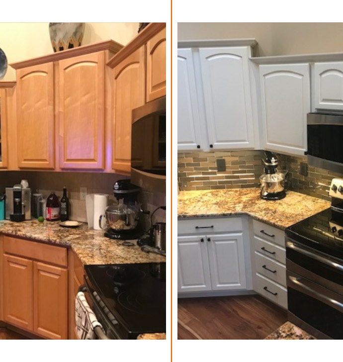 before and after kitchen cabinet painting in eagle, id 