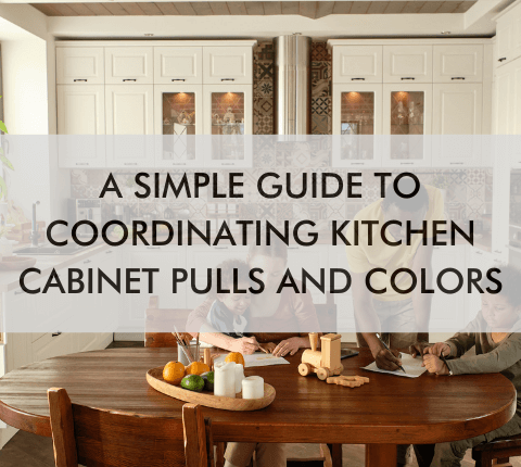 family in kitchen "A Simple Guide to Coordinating Kitchen Cabinet Pulls and Colors"