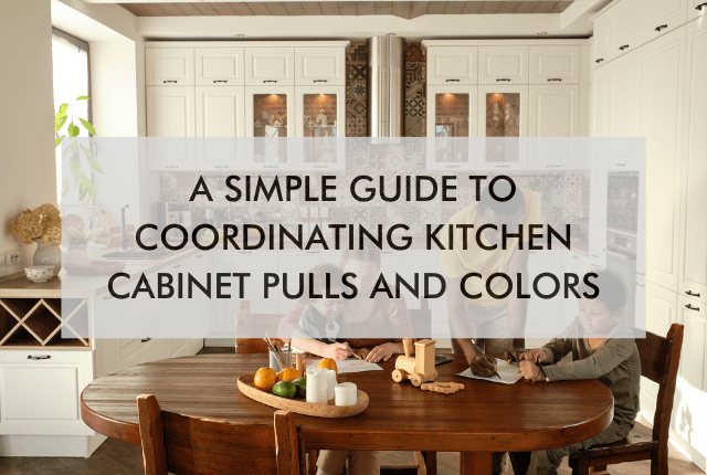 family in kitchen "A Simple Guide to Coordinating Kitchen Cabinet Pulls and Colors"