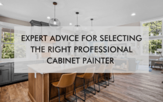 NH OvertheMountain March 25′ colorful kitchen and text "Expert Advice for Selecting the Right Professional Cabinet Painter"