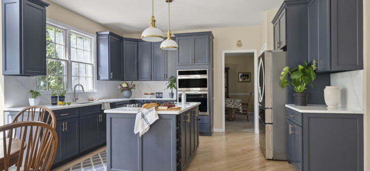 blue kitchen cabinets