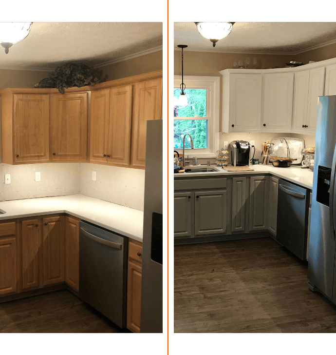 before and after cabinet color change