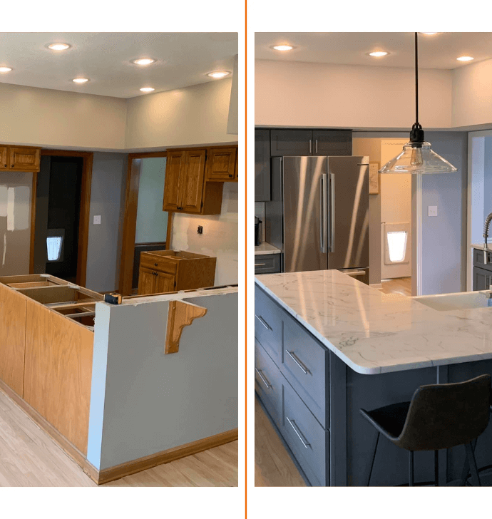 before and after countertop installation
