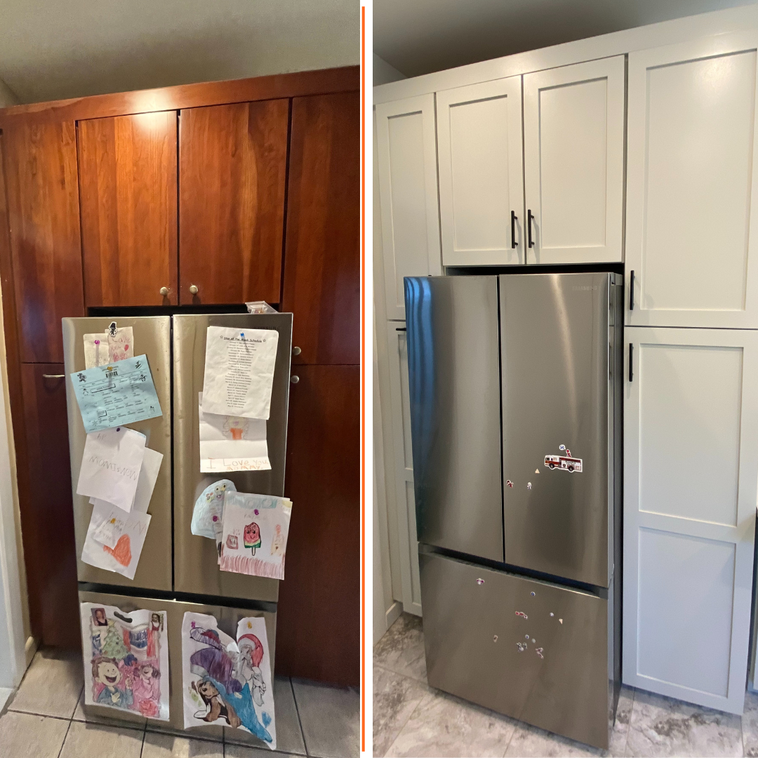 before and after cabinet refacing fridge cabinets