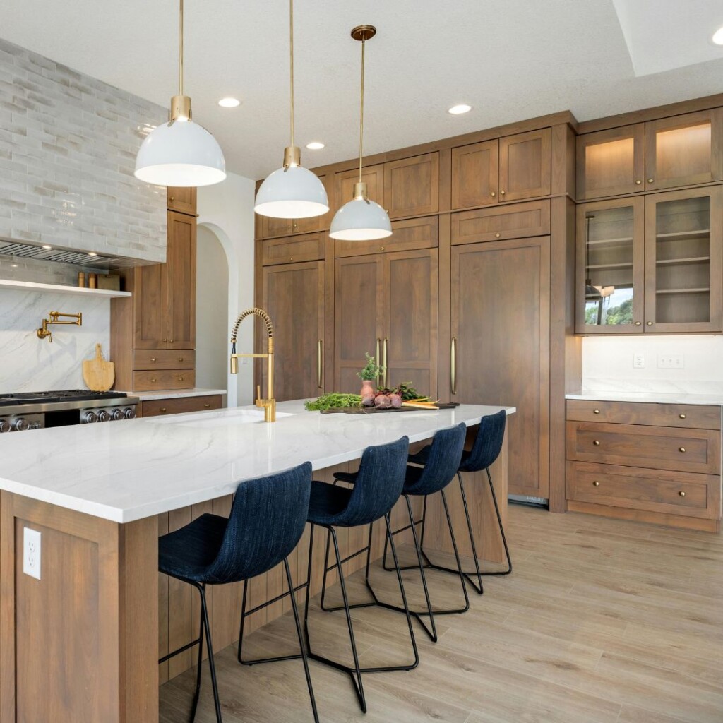 beautiful stained kitchen cabinets