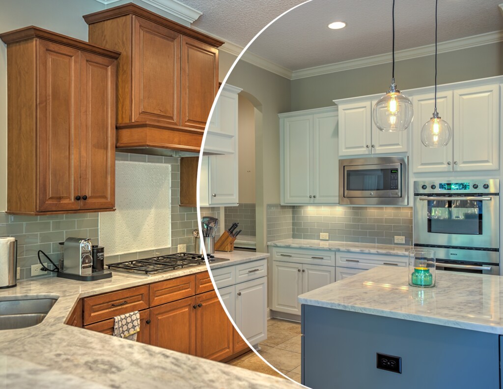 before and after cabinet painting