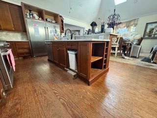 old brown kitchen island