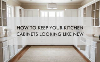 large kitchen with text "How to ​​Keep Your Kitchen Cabinets Looking Like New"