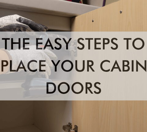a blog post feature image that says, "The Easy Steps to Replace Your Cabinet Doors"