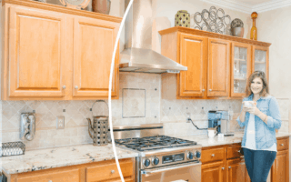 woman in front of refinished cabinets