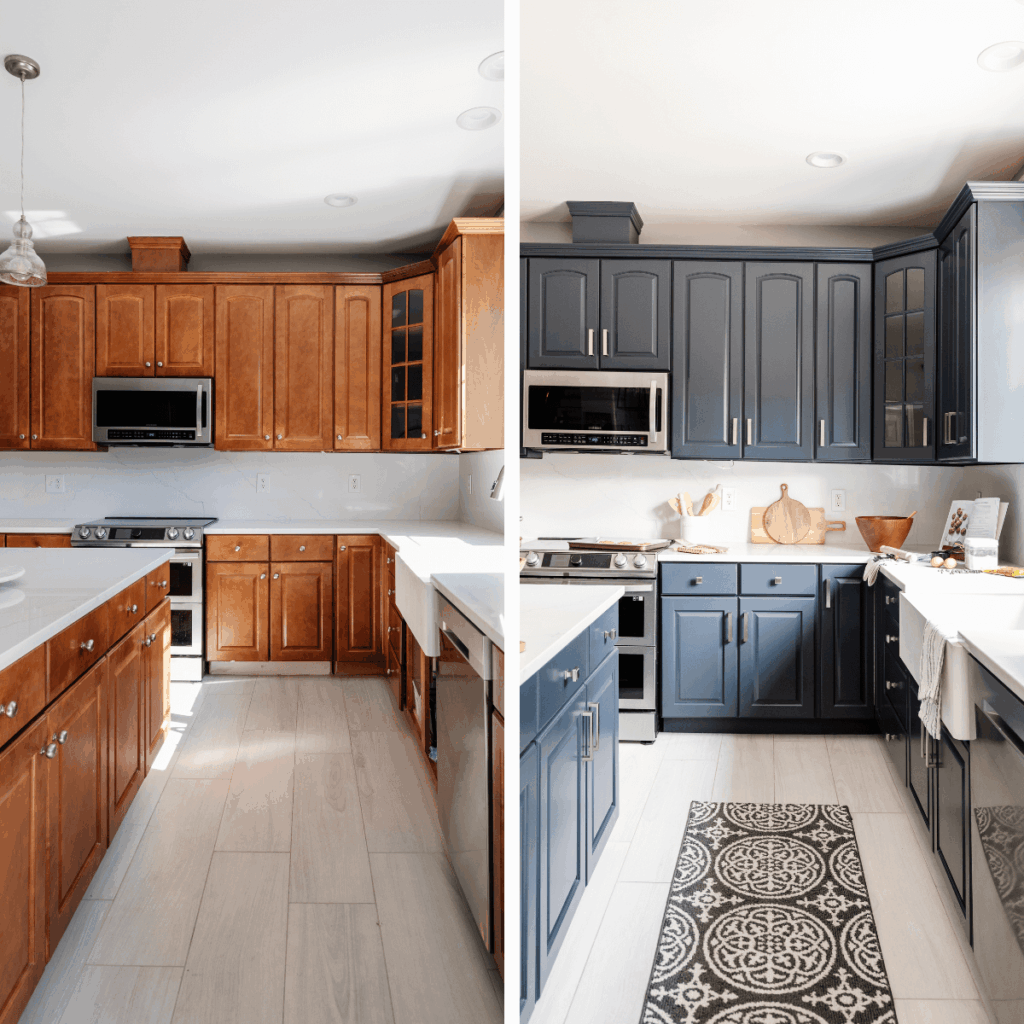 before and after cabinet painting