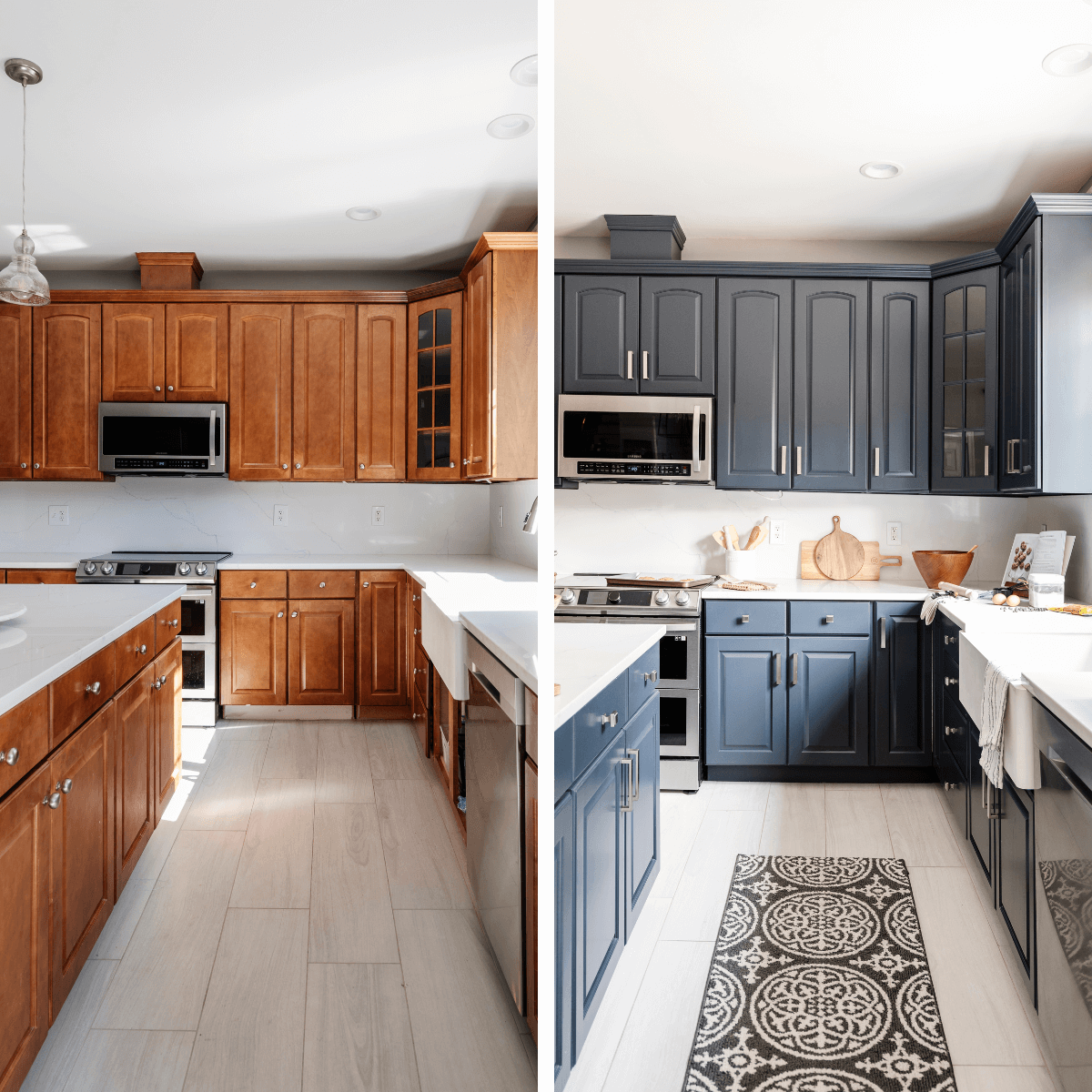 before and after cabinet painting