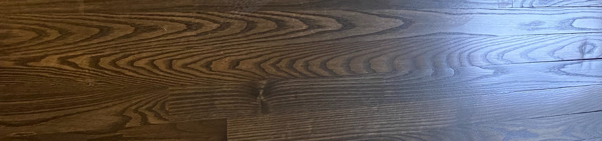 Photo of kitchen with blue and white refinished cabinets