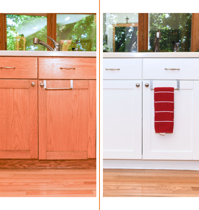 Brown to white cabinet color change