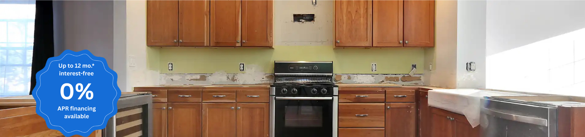 Photo of kitchen with old cabinets before refinishing