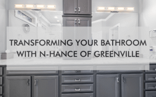 NH Greenville Feb Blog 26 (1) a feature image that says "Transforming Your Bathroom with N-Hance of Greenville"