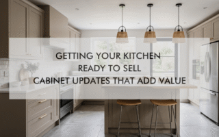 kitchen and text "Getting Your Kitchen Ready to Sell: Cabinet Updates That Add Value"