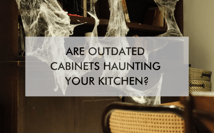 N-Hance Lowcountry (1) (1) cabinets with spider webs and title "are outdated cabinets haunting your kitchen?"
